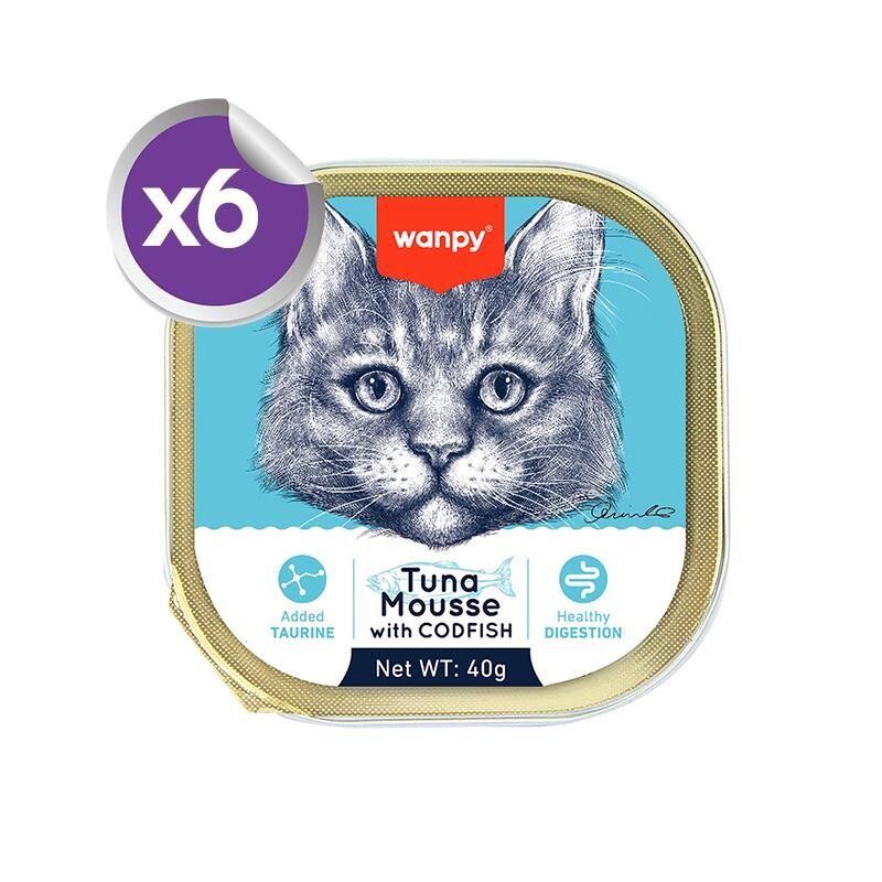 Wanpy Alutray Pouch Ton Balıklı Ve Morina Balıklı Pate Yetişkin Kedi Konservesi 6X40 GR | SRC: Barcode: 6927749871323
